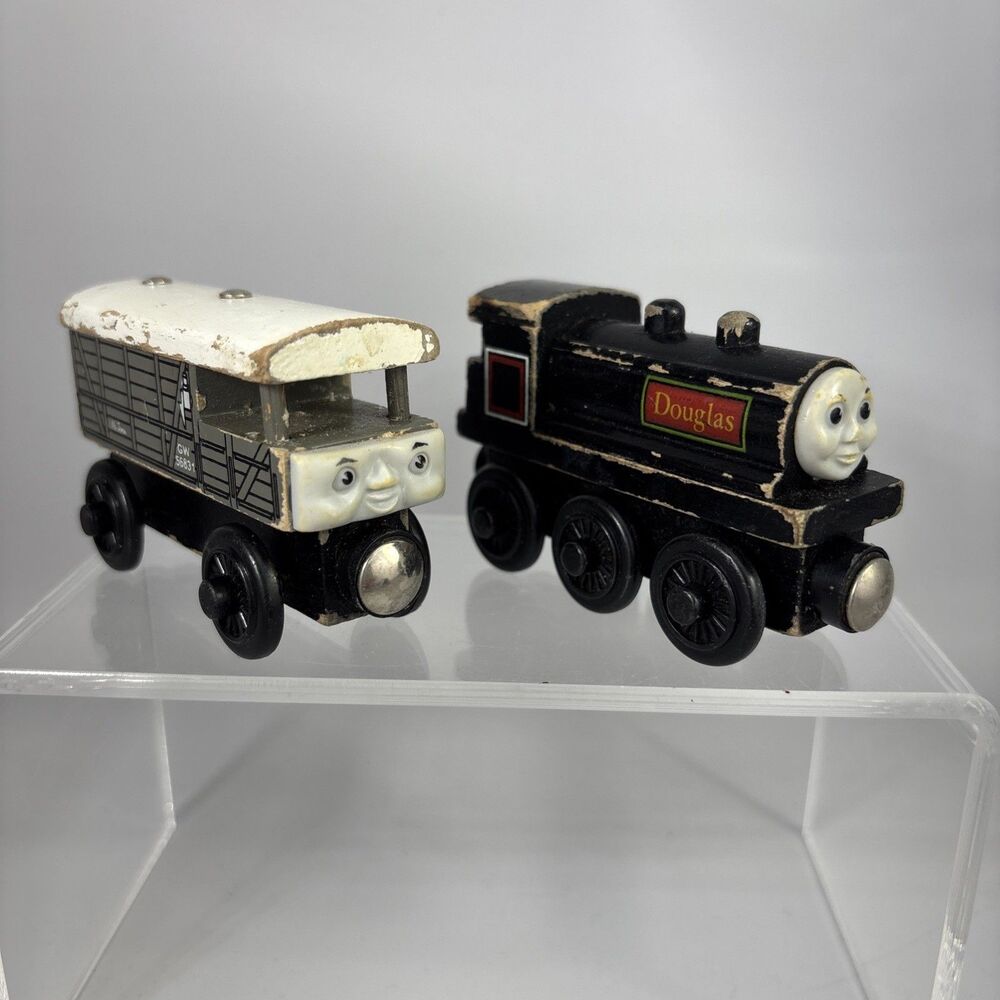 Thomas Wooden Railway Duncan Engine & Toad Brake Van Train Lot Learning Curve